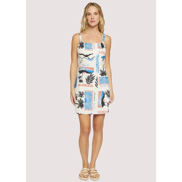NWT Lost + Wander Azure Paradiso Cote De Azure Mini Dress - Cream and Blue L - Picture 2 of 3